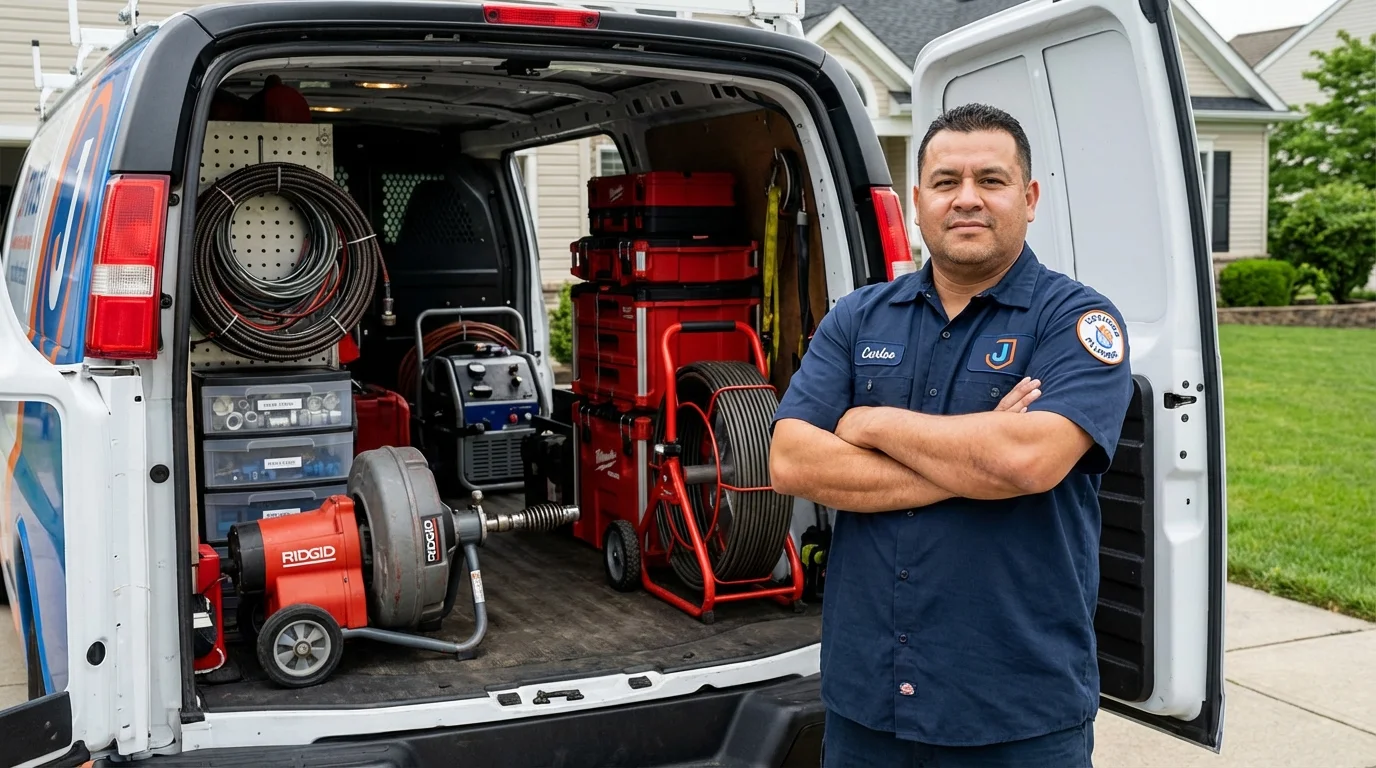 Professional drain cleaning equipment and Johns Plumbing LLC plumber in Gambrills